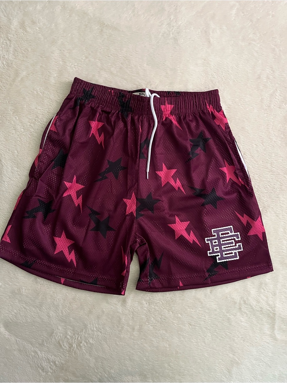 Eric Emanuel Men's Burgundy Star Athletic Shorts